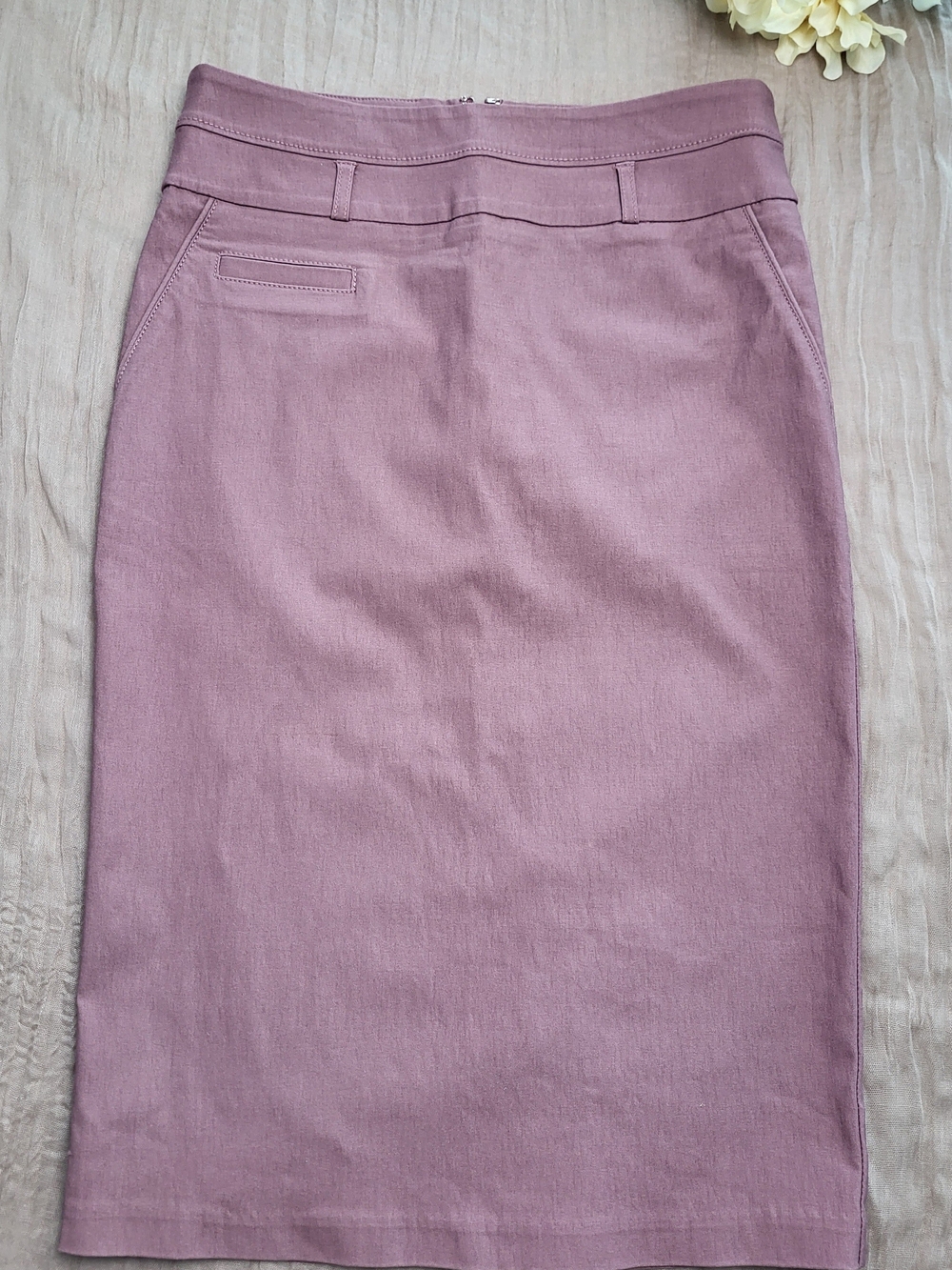 Mauve Tailored Pencil Skirt